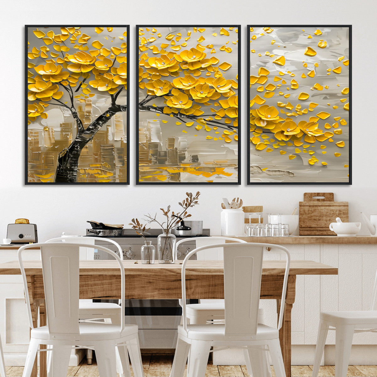Yellow Blossom Tree Canvas Wall Art - Floral Abstract Modern