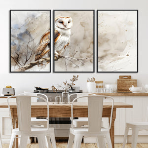 Barn Owl Wall Art | Watercolor Canvas Print | Perfect for