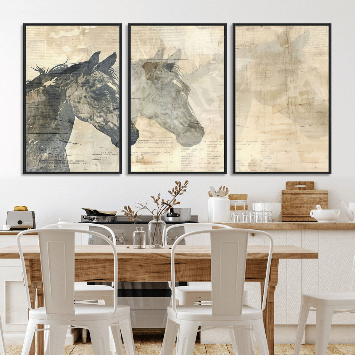 Abstract Horse Canvas Print | Modern Farmhouse Wall Art |