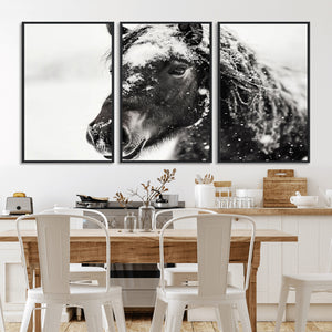 Framed Black and White Horse Wall Art | Ready to Hang and