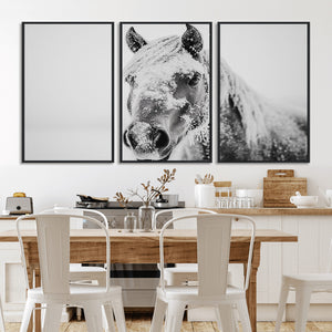 White Horse Wall Art | Ready to Hang and Framed | Winter