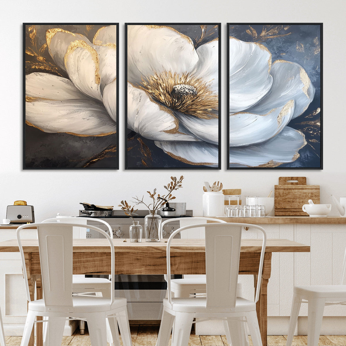 White Magnolia Flower Wall Art Canvas Print | Abstract