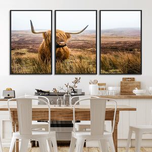 Scottish Highland Cow Canvas Wall Art – Rustic Farmhouse