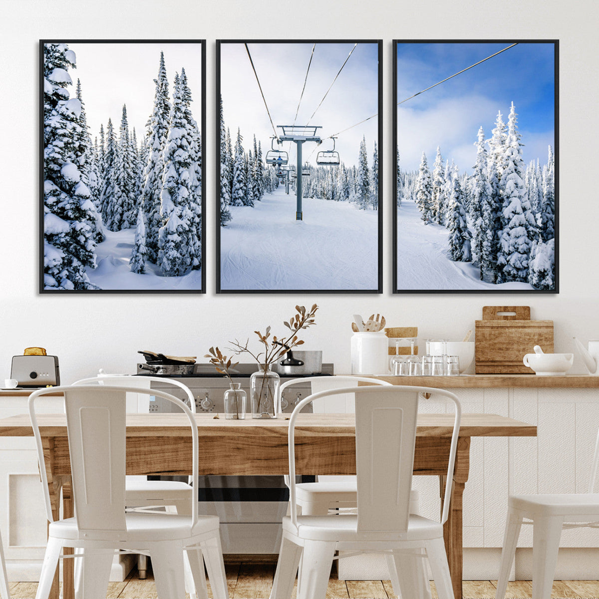 Winter Ski Lift Wall Art Print - Landscape Wall Art | Snowy