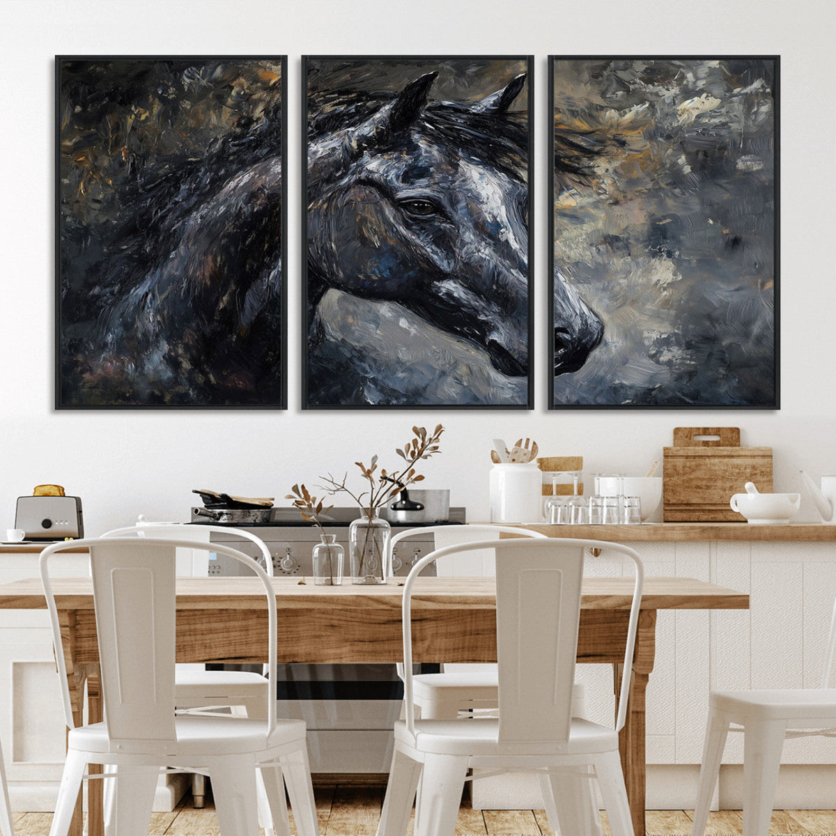 Large Abstract Horse Wall Art Canvas Print | Farmhouse Wall