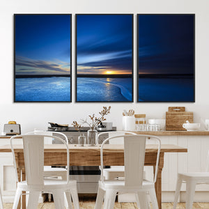 Blue Sunset Ocean Canvas Wall Art Print – Serene Coastal