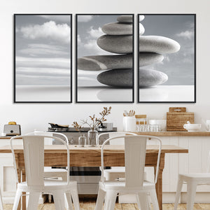 Still Life Black and White Zen Stones Wall Art Canvas,