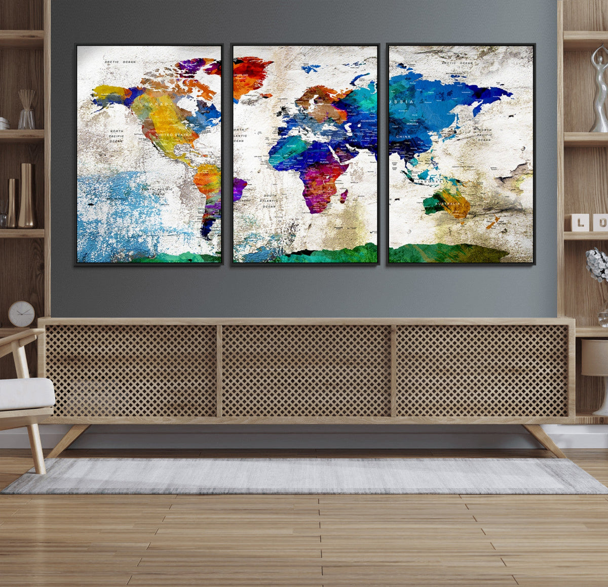 World Map Canvas Print – Framed Travel Map Wall Art for