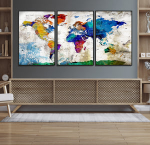 World Map Canvas Print – Framed Travel Map Wall Art for