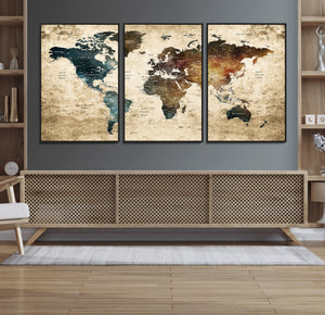 World Map Canvas Print – Detailed Map of the World Wall Art