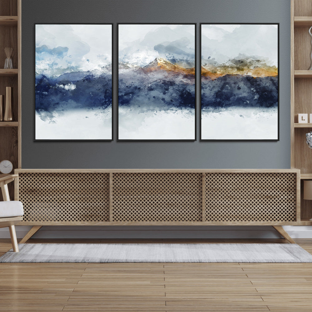 Abstract Mountain Range Art Canvas Print | 3 Panel