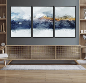 Abstract Mountain Range Art Canvas Print | 3 Panel