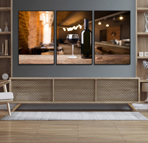 Wine and Bottle Wall Art Canvas Print