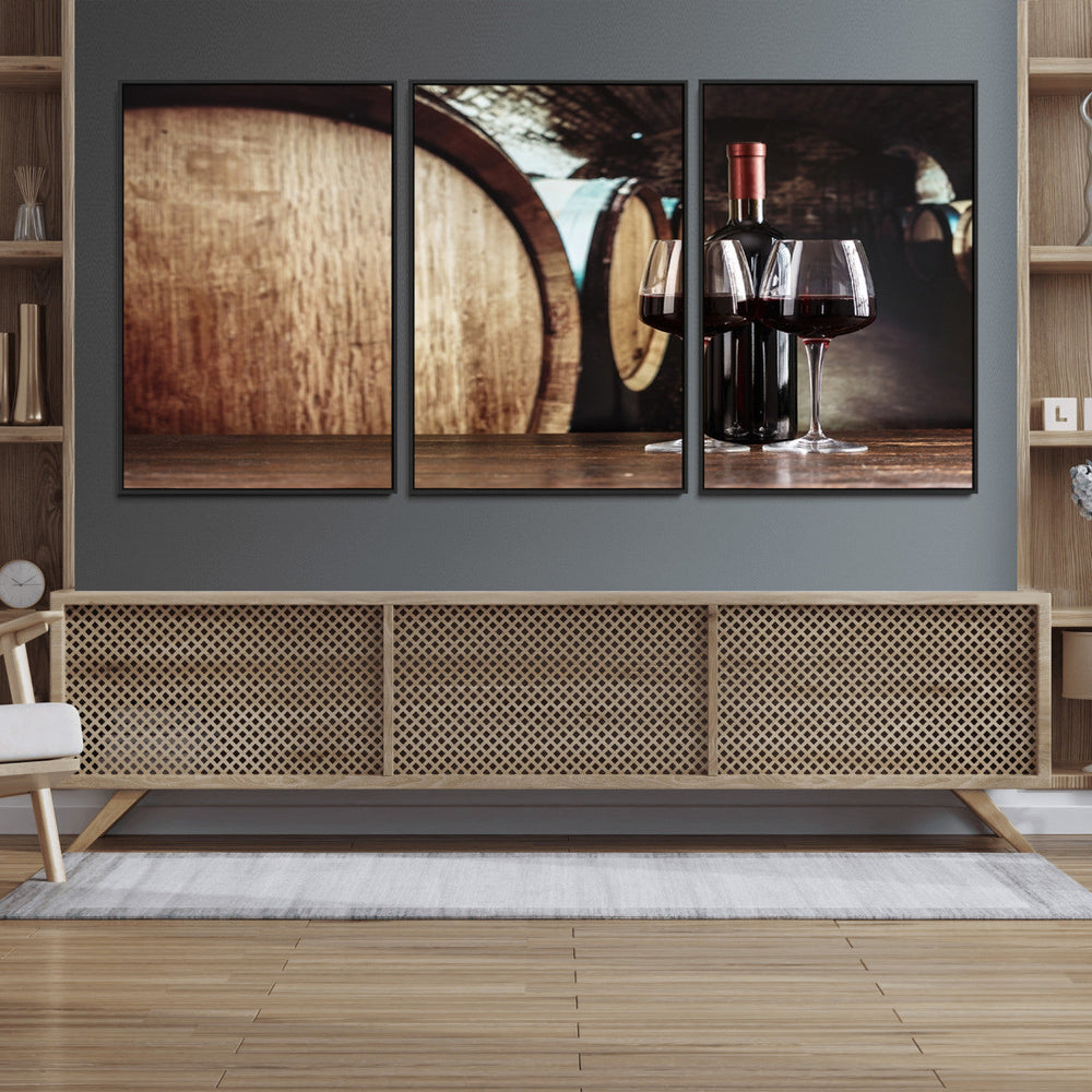 Wine and Barrel Wall Art Canvas Print