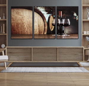 Wine and Barrel Wall Art Canvas Print