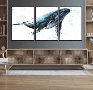 Watercolor Whale Wall Art Canvas Print