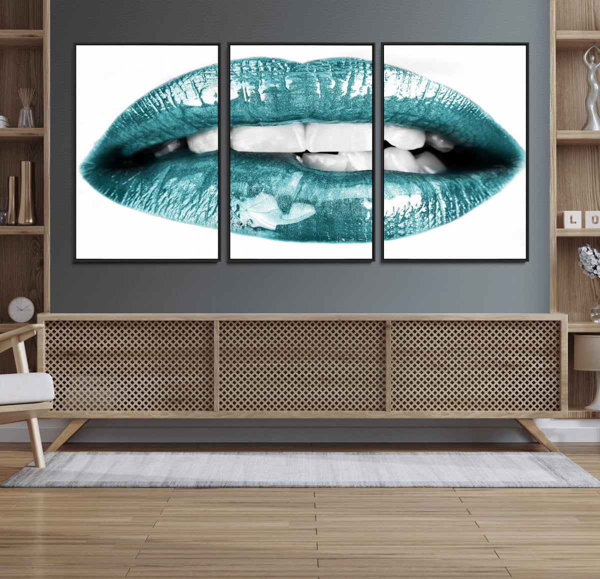 Blue Lips Wall Art Canvas Print