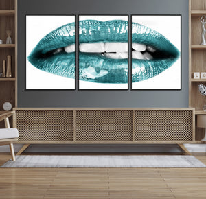 Blue Lips Wall Art Canvas Print