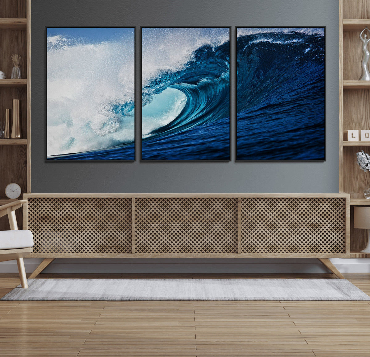 Ocean Wave at Sunset Canvas Art, Large Wall Print of Vibrant