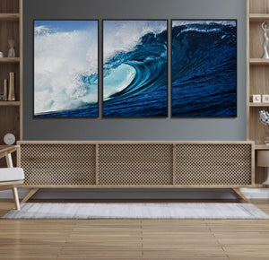 Ocean Wave at Sunset Canvas Art, Large Wall Print of Vibrant