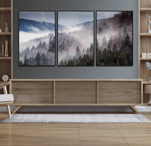 Beautiful Rising Fog in Winter Mountain Landscape- Framed