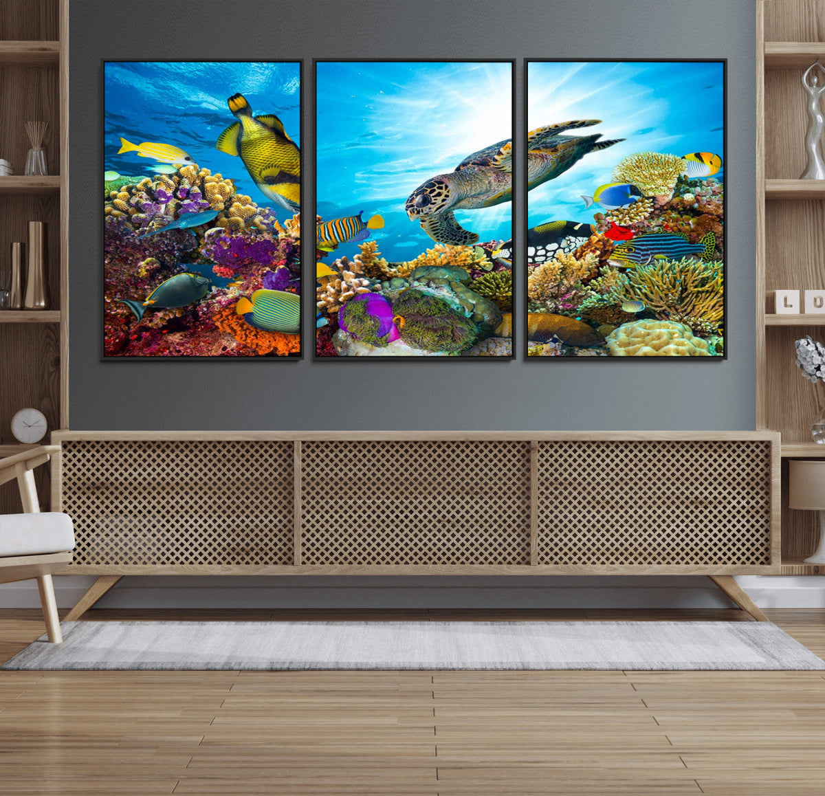 Aquatic Life Sea Turtles Fish Wall Art Canvas Print