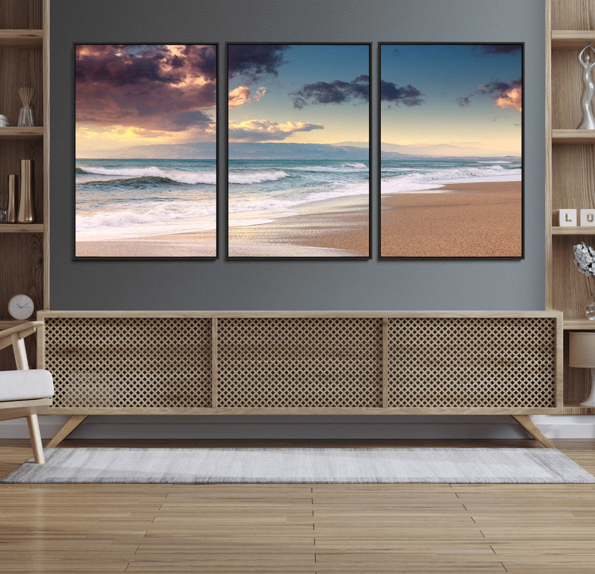 Cloudy Weather Beach Sunset Canvas Print | Sunrise Wall Art