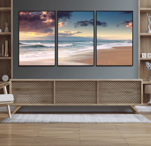 Cloudy Weather Beach Sunset Canvas Print | Sunrise Wall Art