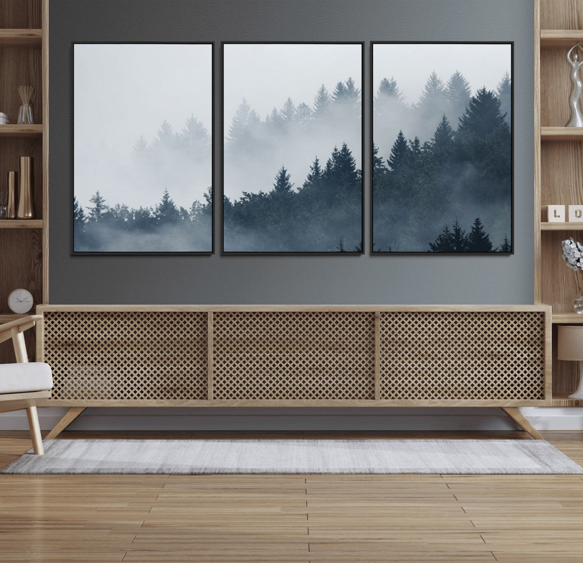 Foggy Pine Forest Wall Art Canvas Print