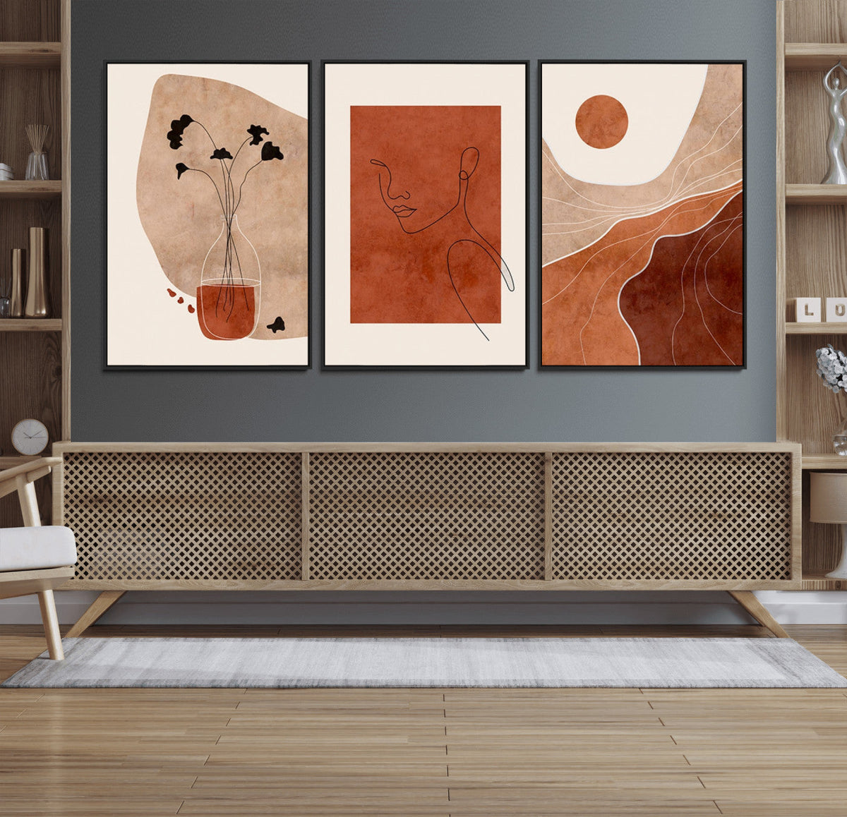 Boho Sunset Mountain Canvas Print, Modern Boho Sunset