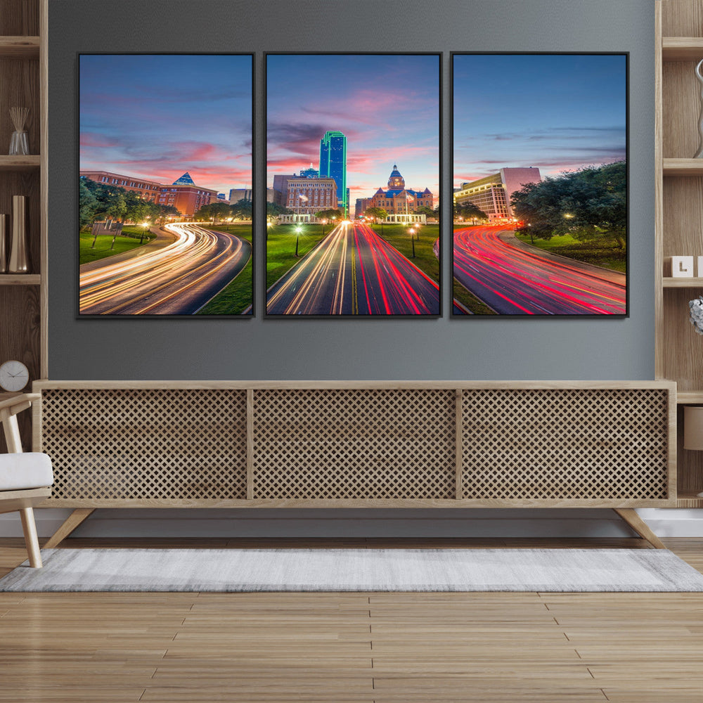 Dallas City Lights Large Wall Art Dallas Cityscape Canvas