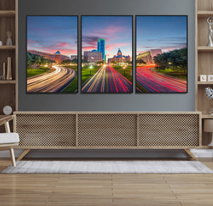 Dallas City Lights Large Wall Art Dallas Cityscape Canvas