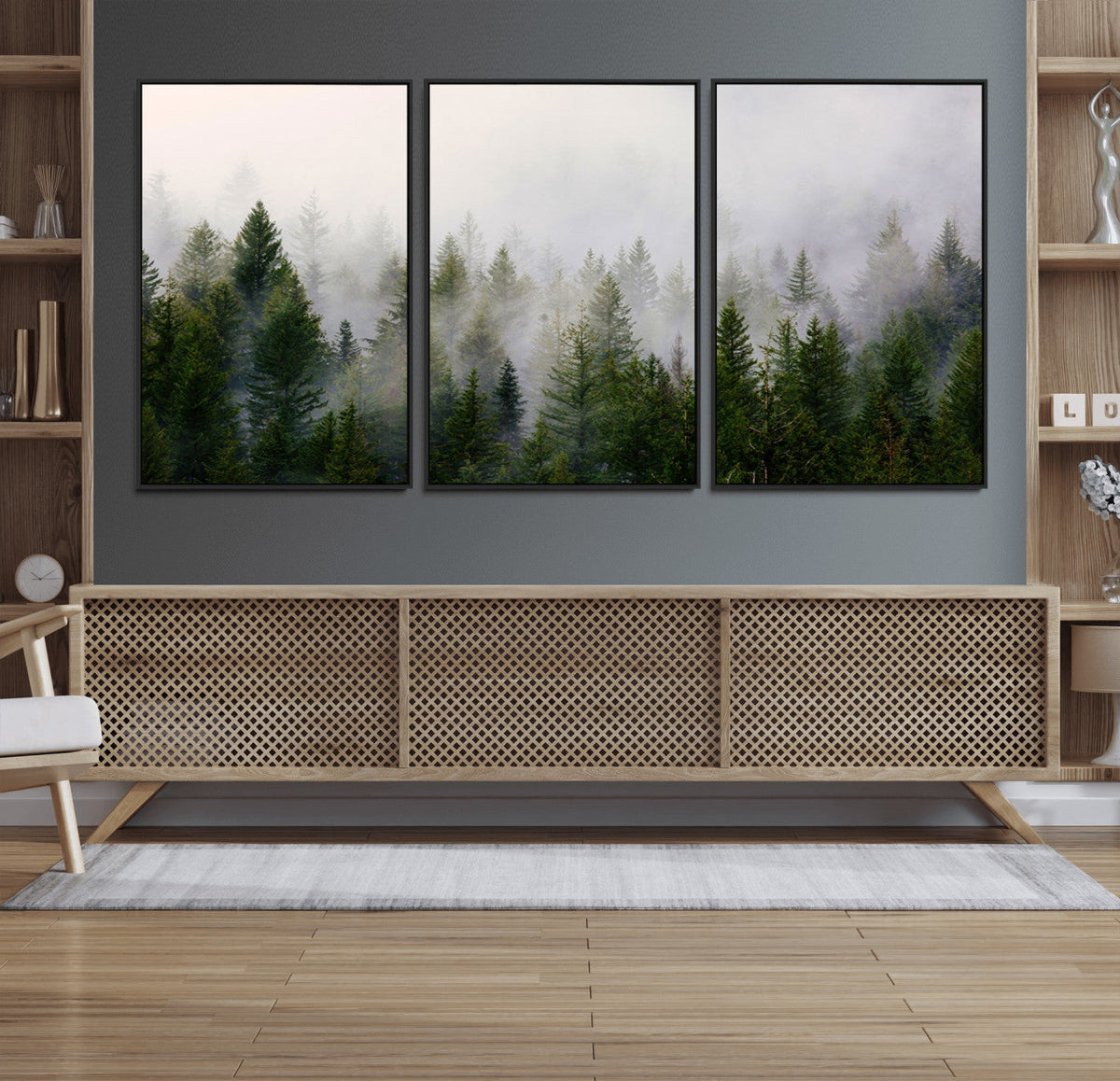 Forest Wall Art Canvas Print | Foggy Forest Wall Art | Pine