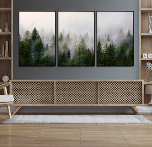 Forest Wall Art Canvas Print | Foggy Forest Wall Art | Pine
