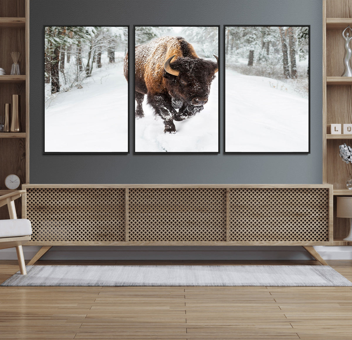 Bison Wall Art Canvas Print For Farmhouse, Animal Canvas