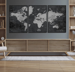World Map Canvas Print – Detailed Map of the World Wall Art