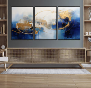 Navy Blue Abstract Wall Art Canvas Print