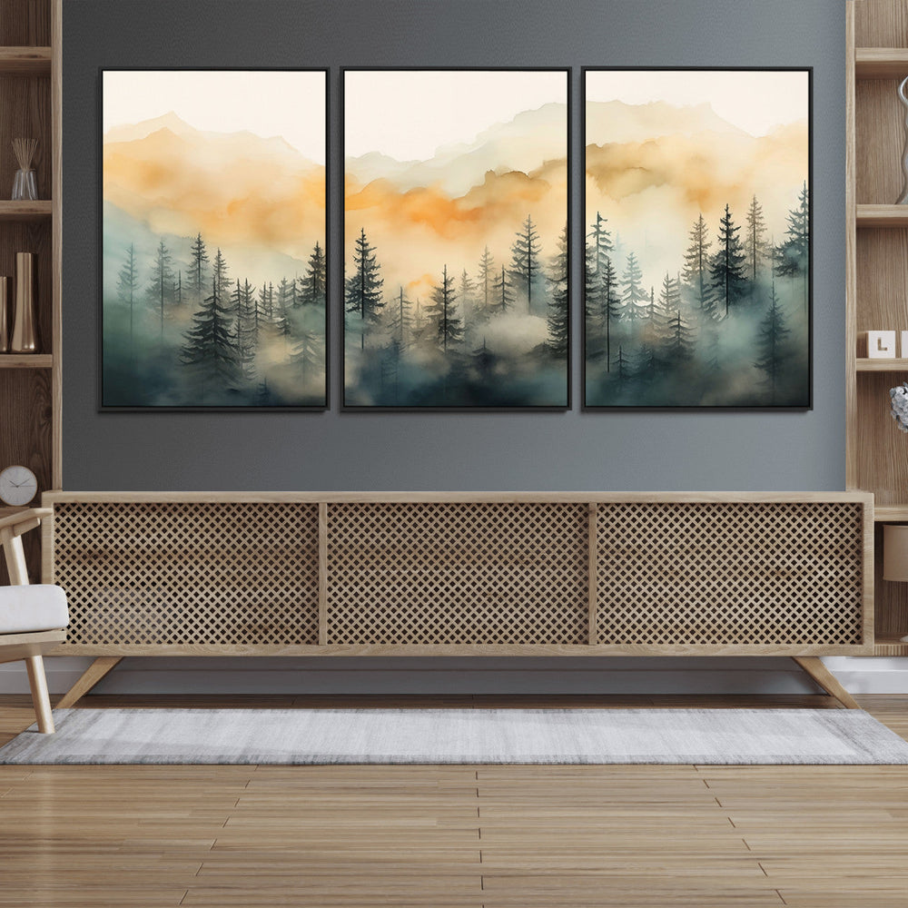 Abstract Forest Print - Mountain Wall Art | Autumn Landscape
