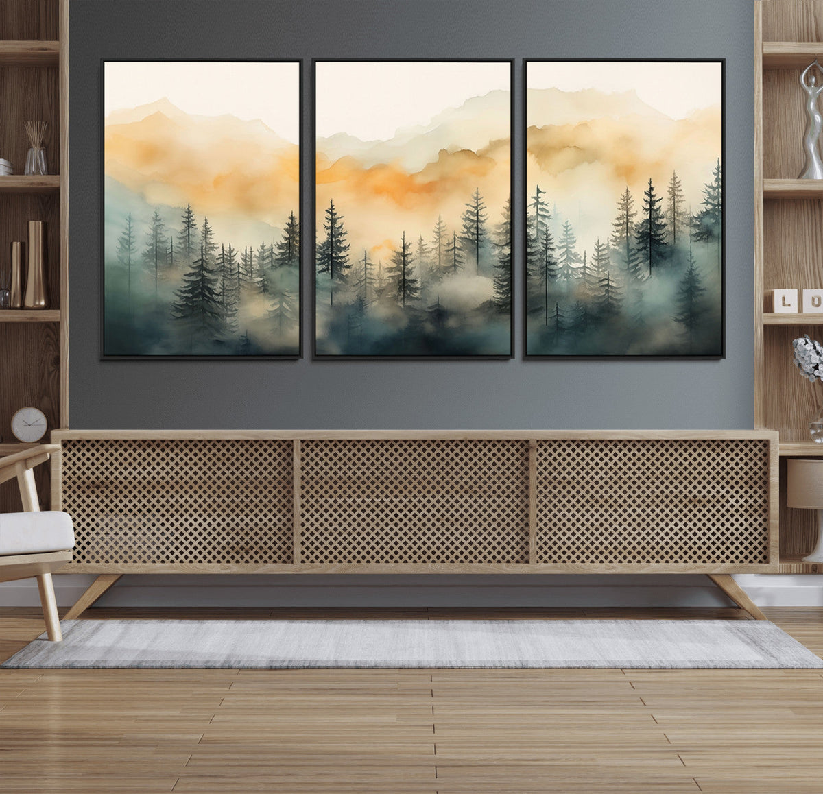 Abstract Forest Print - Mountain Wall Art | Autumn Landscape