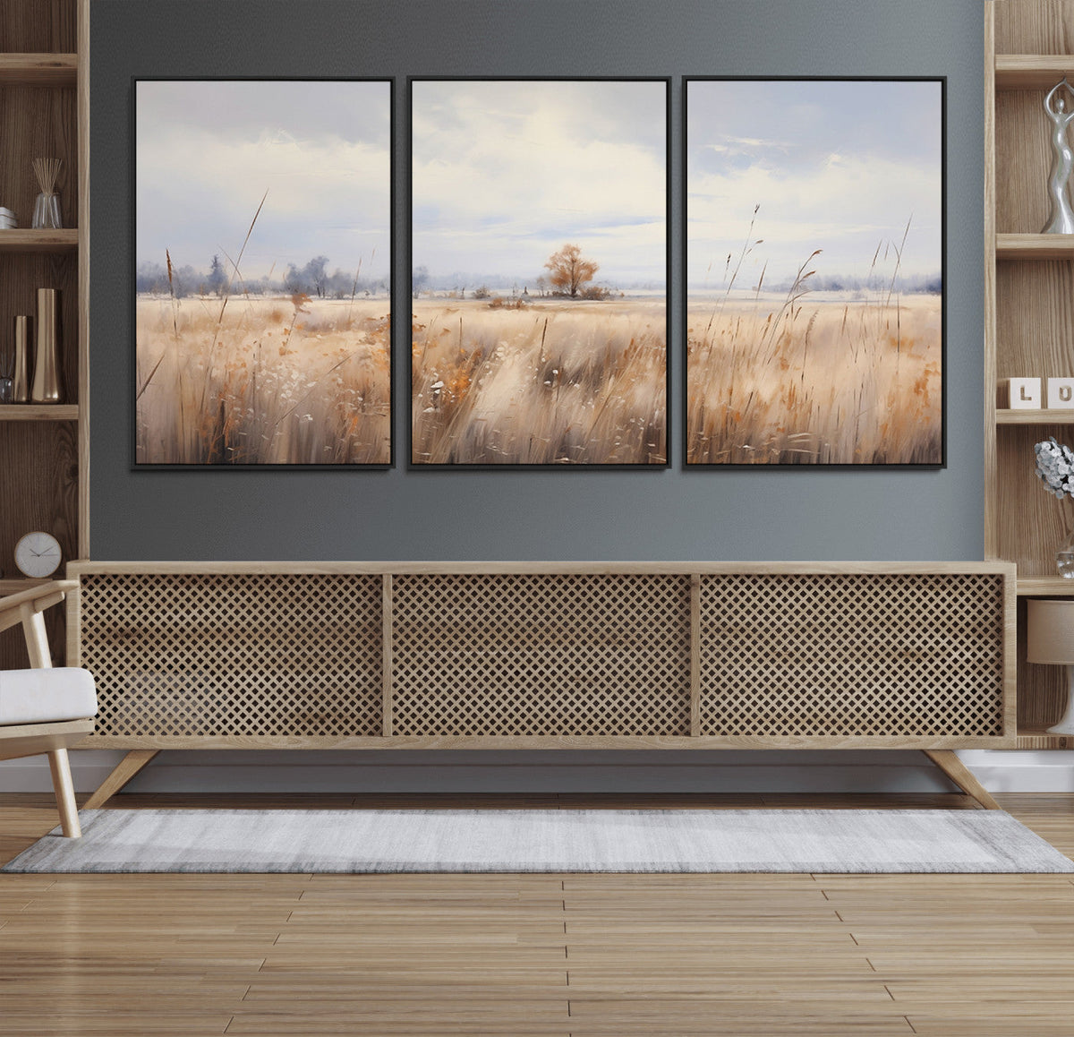 Golden Fields Wall Art Print Canvas – Serene Landscape of