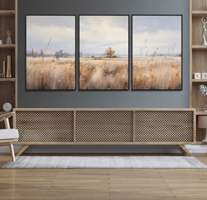 Golden Fields Wall Art Print Canvas – Serene Landscape of