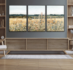 Wildflower Field Wall Art Canvas | Nature-Inspired Landscape