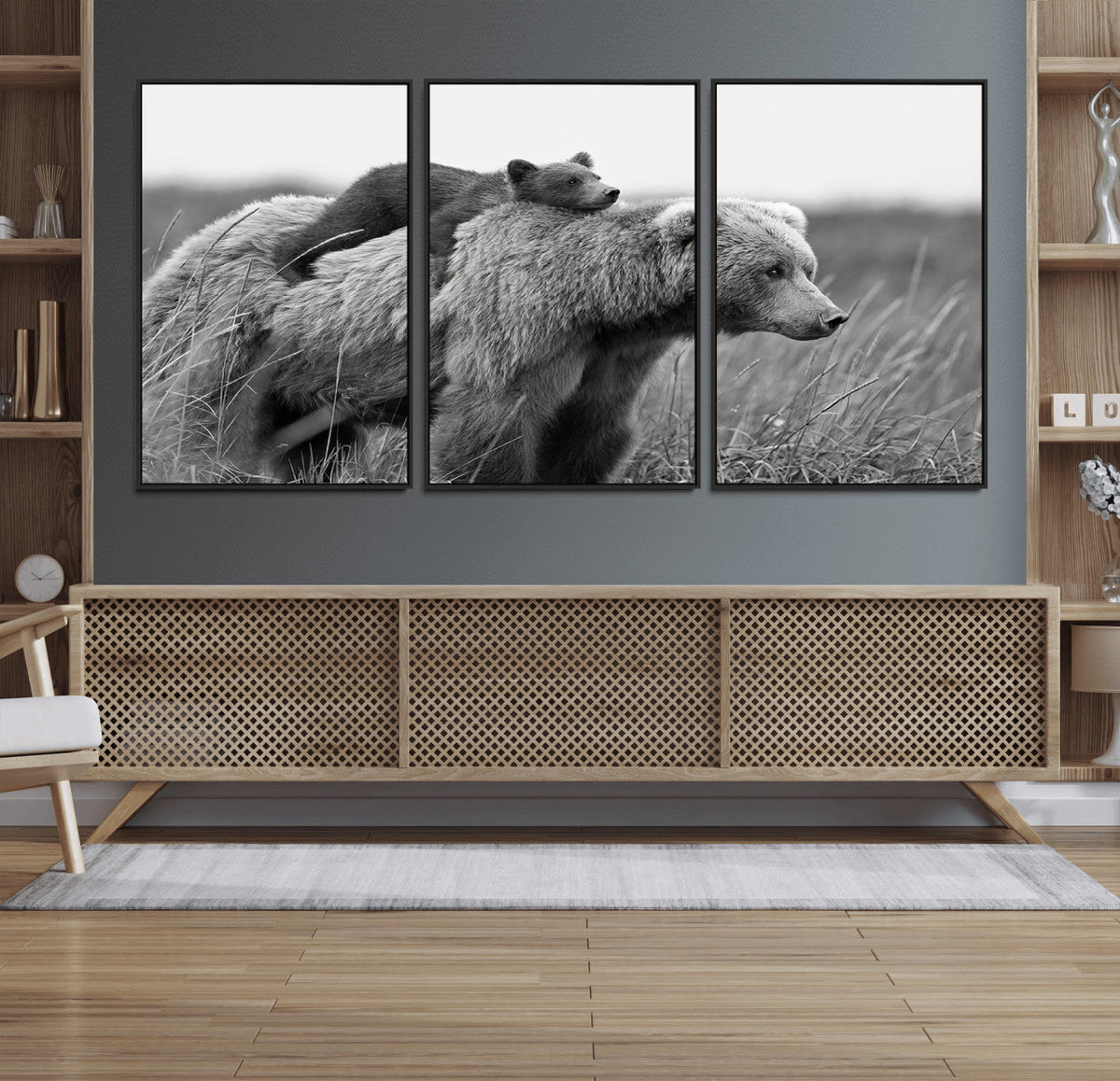 Bear and Cub Wall Art Canvas | 399 Bear Cub