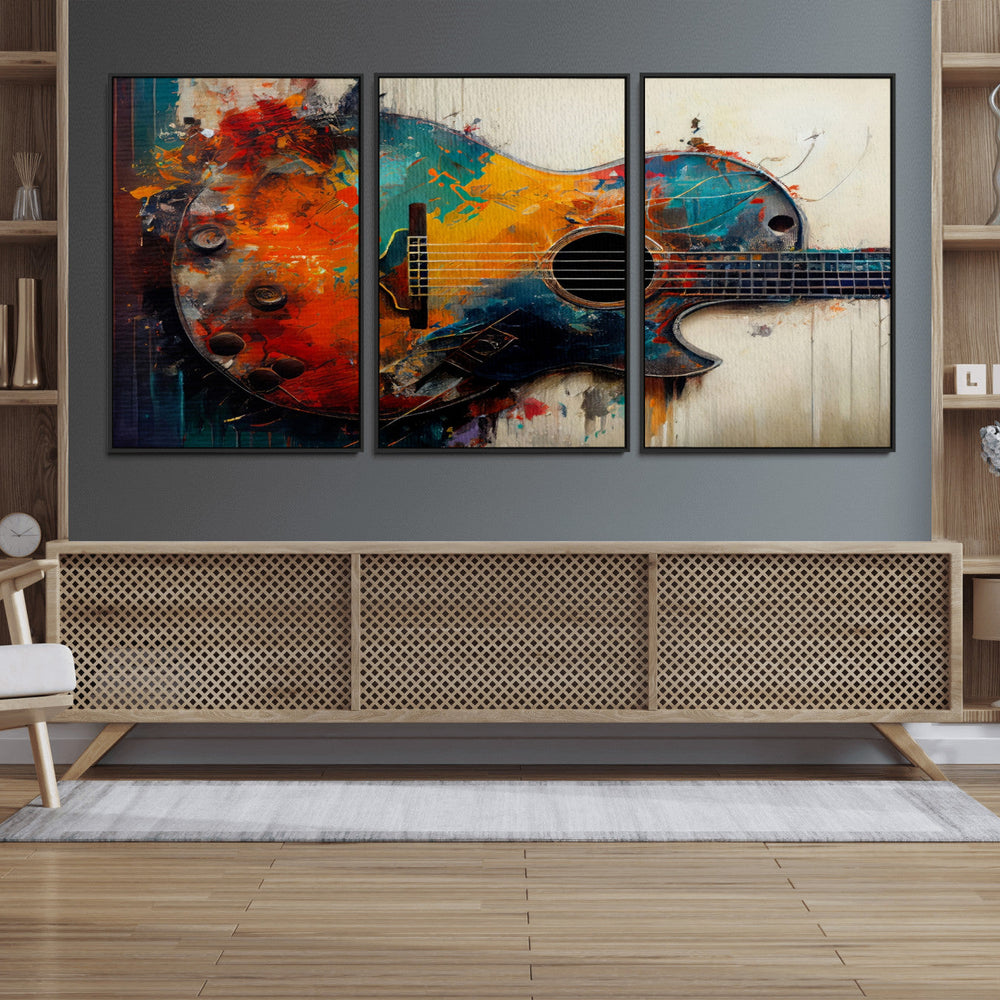 Abstract Guitar Wall Art Canvas | Vibrant Music-Inspired Art
