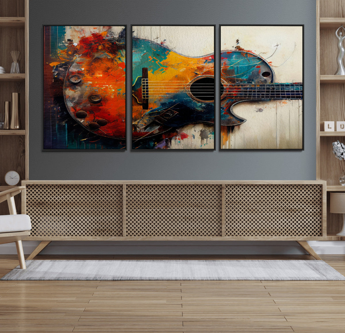 Abstract Guitar Wall Art Canvas | Vibrant Music-Inspired Art