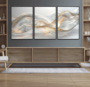 Abstract art Grey and Gold Lines Wall Art