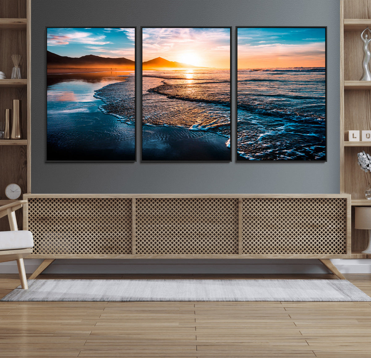 Sunset Beach Ocean Canvas Wall Art – Tranquil Ocean