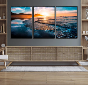 Sunset Beach Ocean Canvas Wall Art – Tranquil Ocean
