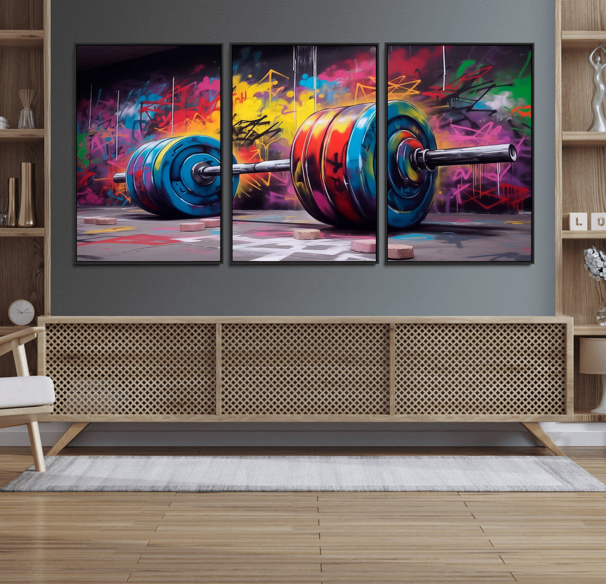 Abstract Graffiti Barbell Canvas Wall Art – Urban Fitness
