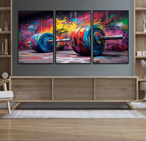 Abstract Graffiti Barbell Canvas Wall Art – Urban Fitness